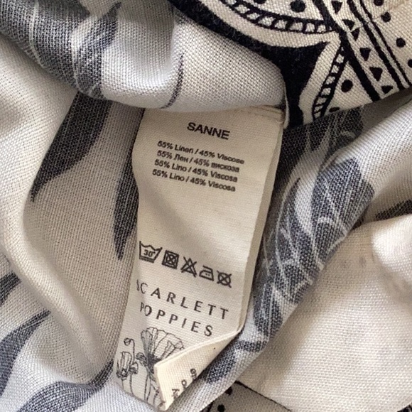 Scarlett Poppies Off White & Black Linen Blend Skirt  Embroidery Details - Picture 8 of 8